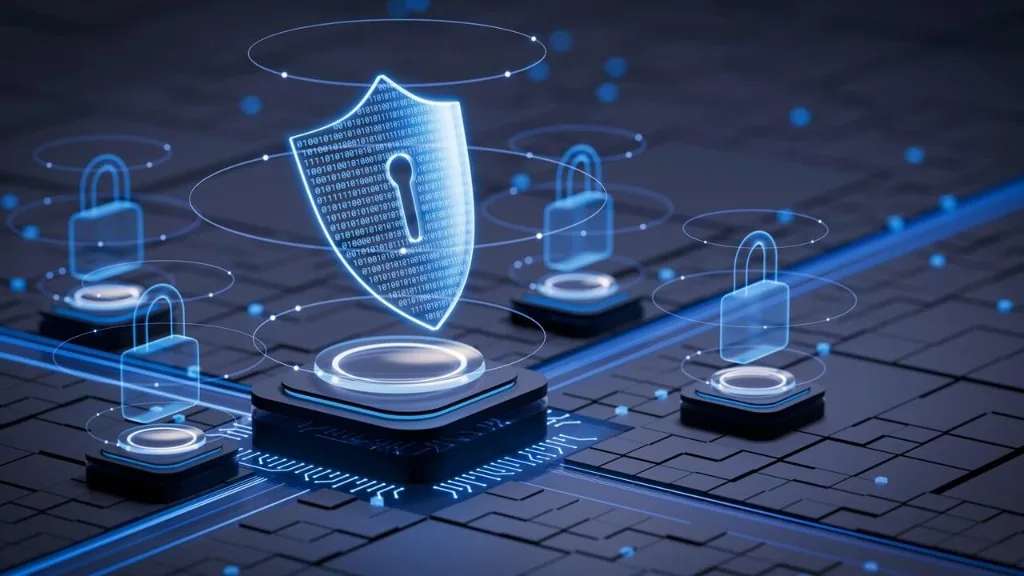 Cybersecurity shield and digital protection